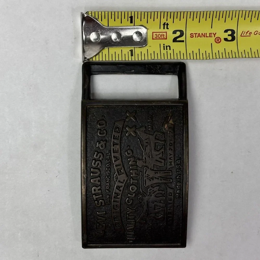 Vintage Belt Buckle Levi Strauss & Co Original Riveted Clothing Brass‎ Tone USA